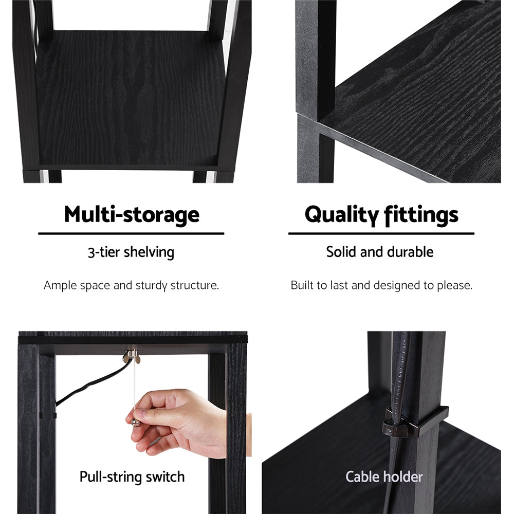 Floor Lamps: Artiss Floor Lamp 3 Tier Shelf Shelf Storage LED Light Stand Home Room Vintage Black