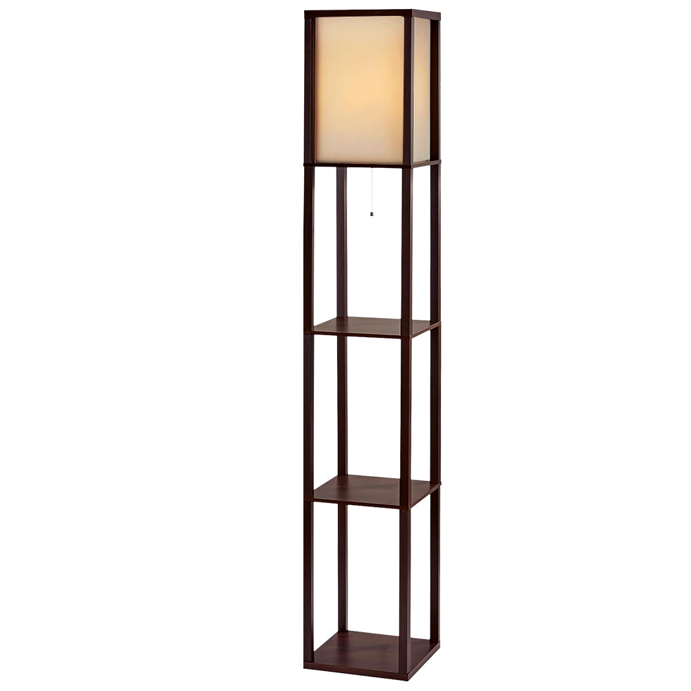 Floor Lamps: Artiss Floor Lamp 3 Tier Shelf Storage LED Light Stand Home Room Vintage Brown