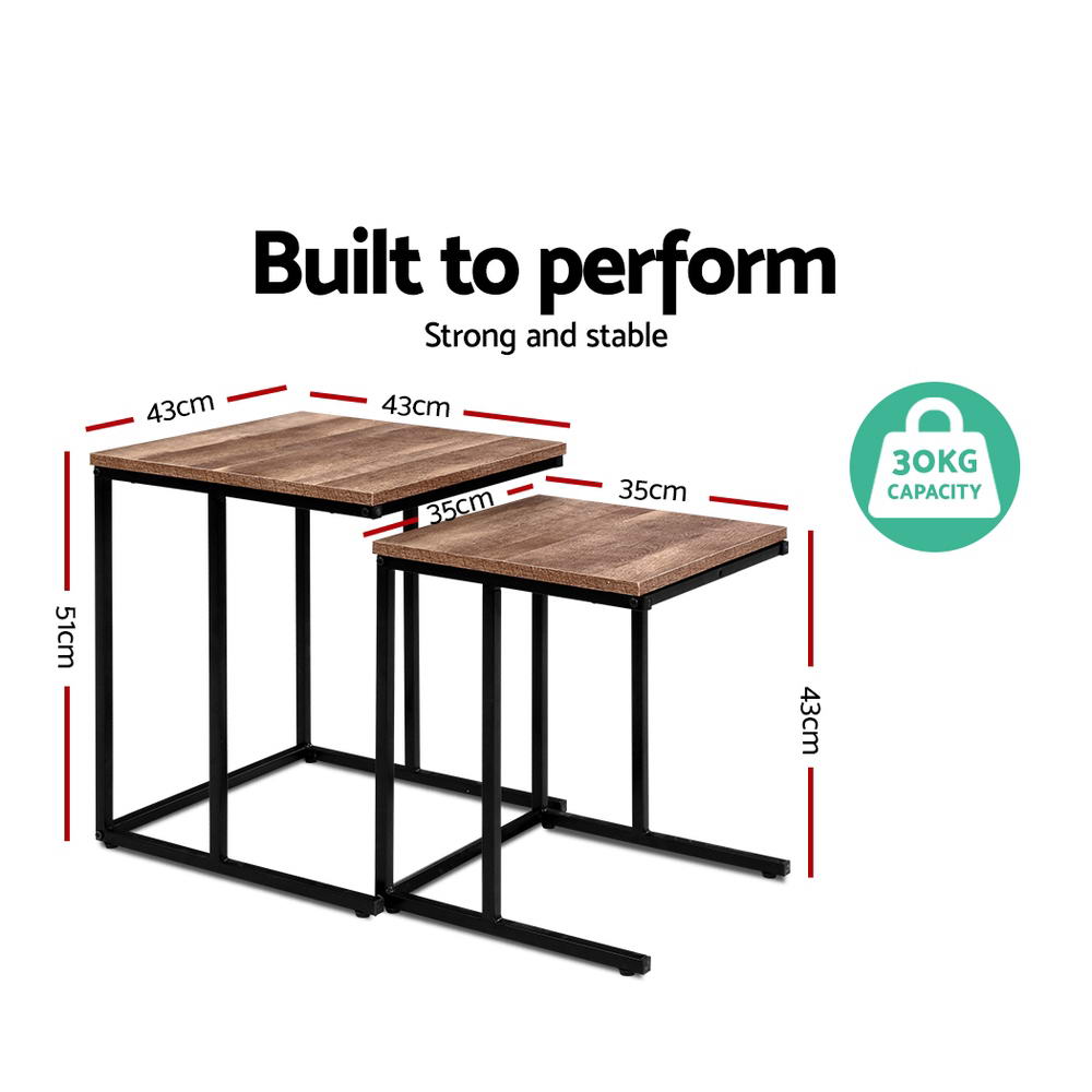Kitchen Appliance Accessories: Artiss Nesting Coffee Table Sef of 2 Walnut Brok