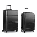 Wanderlite Luggage Set 2 Pieces Hardshell Spinner Suitcase TSA Lock Trolley Lightweight Suitcase Organizer Sets Black