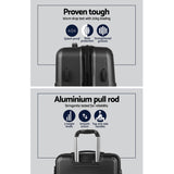Wanderlite Luggage Set 2 Pieces Hardshell Spinner Suitcase TSA Lock Trolley Lightweight Suitcase Organizer Sets Black