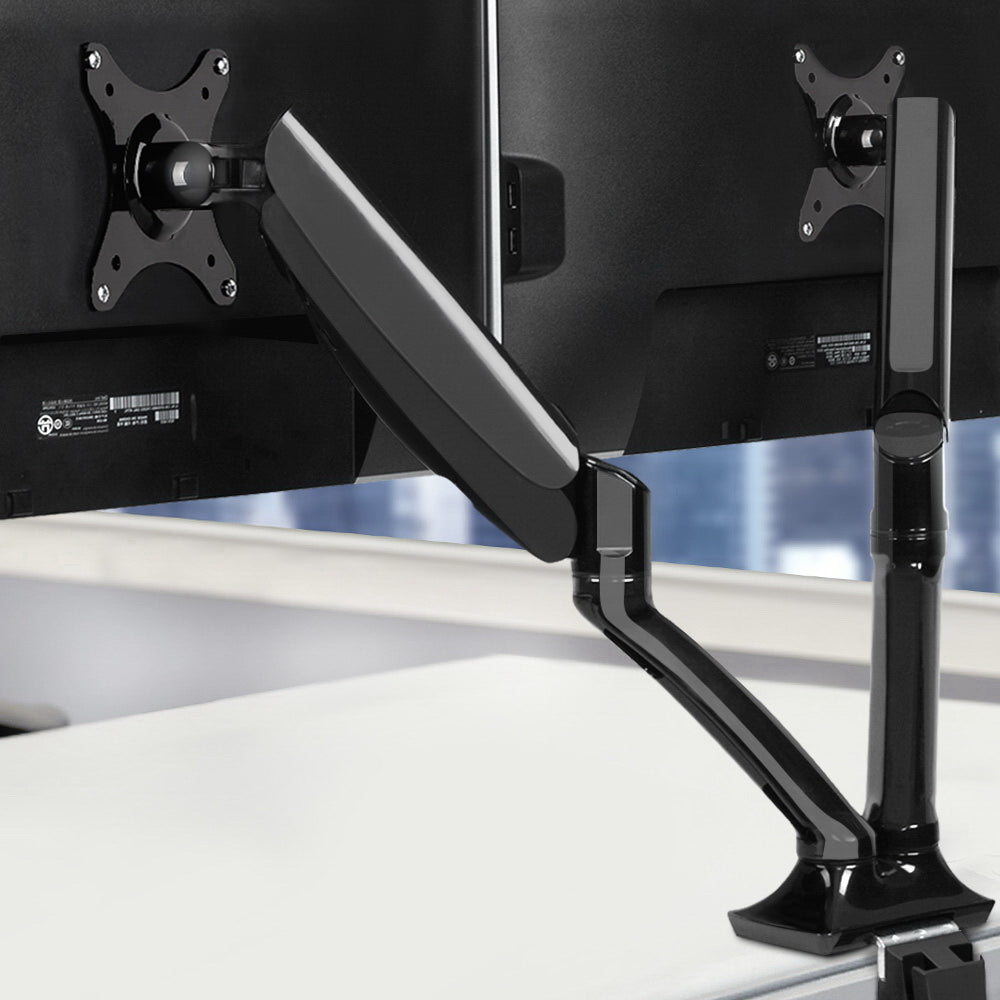 Computer Monitors & Accessories: Artiss Monitor Arm Gas Spring Dual Desk Mount Screen Holder