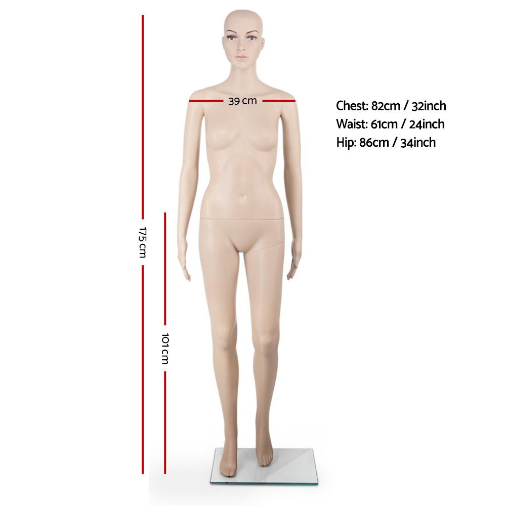 Mannequins: 175cm Tall Full Body Female Mannequin - Skin Coloured
