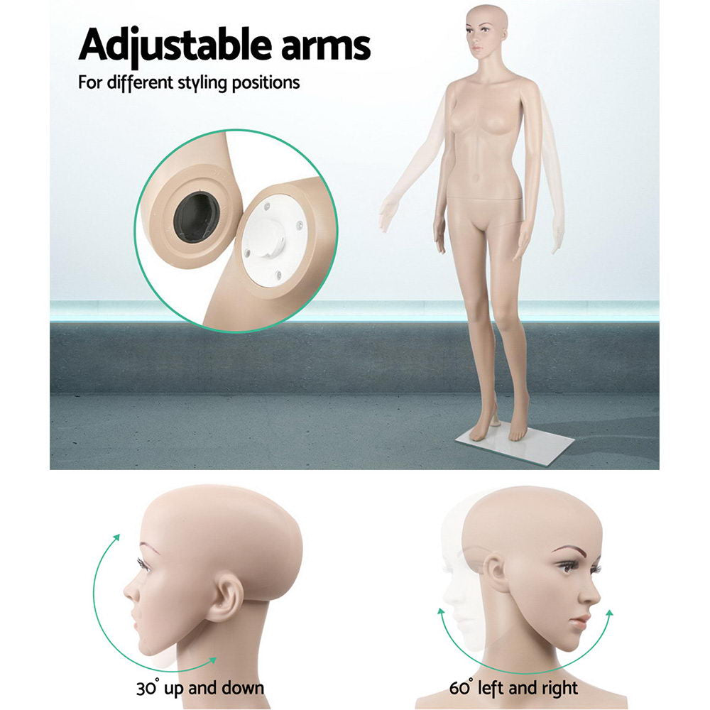 Mannequins: 175cm Tall Full Body Female Mannequin - Skin Coloured