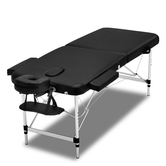 Zenses Massage Table 75cm Portable 2 Fold Aluminium Beauty Bed Black