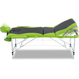 Zenses Massage Table 75cm Portable 3 Fold Aluminium Beauty Bed Green