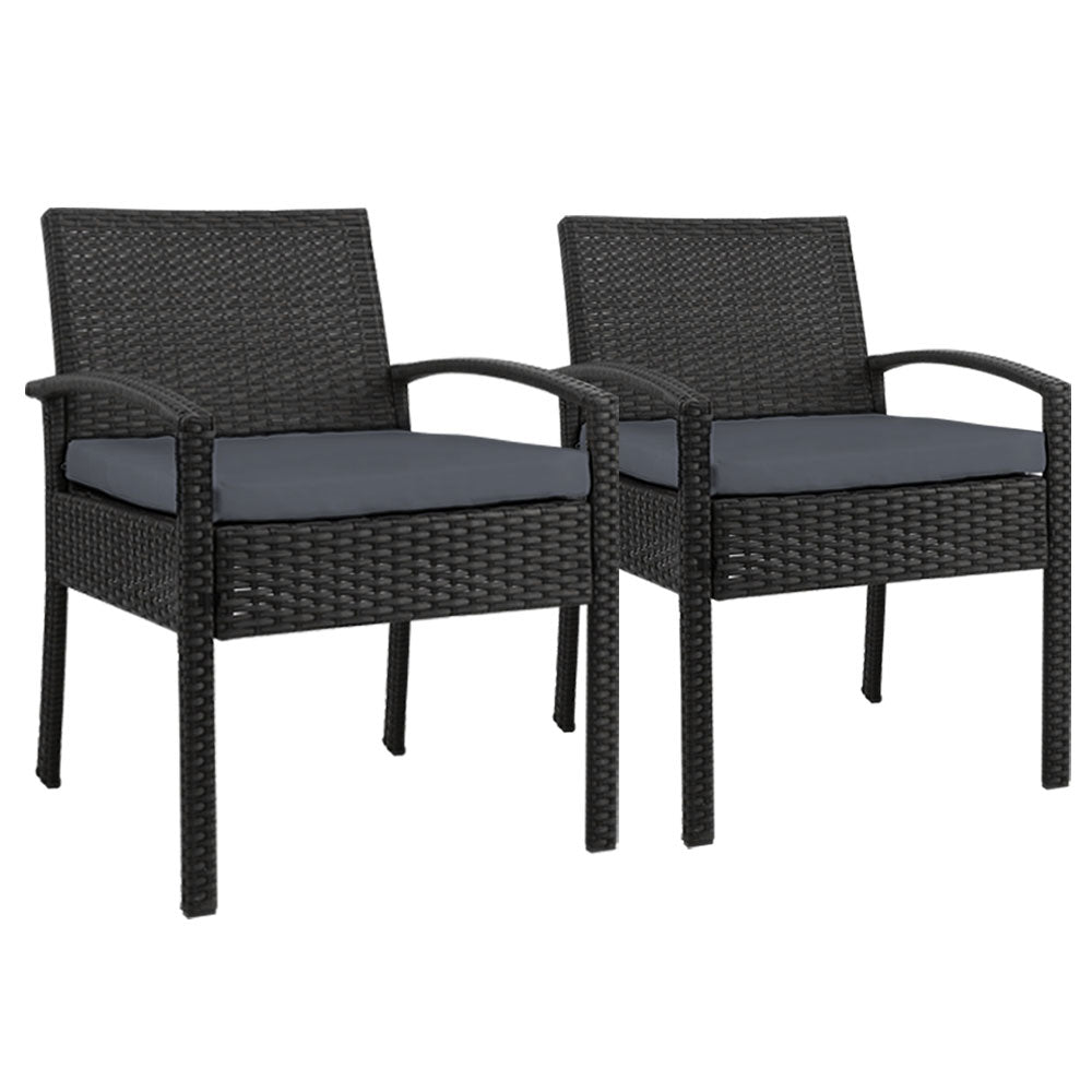 Outdoor Chairs: Gardeon 2PC Outdoor Dining Chairs Patio Furniture Rattan Lounge Chair Cushion Felix