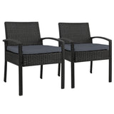 Outdoor Chairs: Gardeon 2PC Outdoor Dining Chairs Patio Furniture Rattan Lounge Chair Cushion Felix