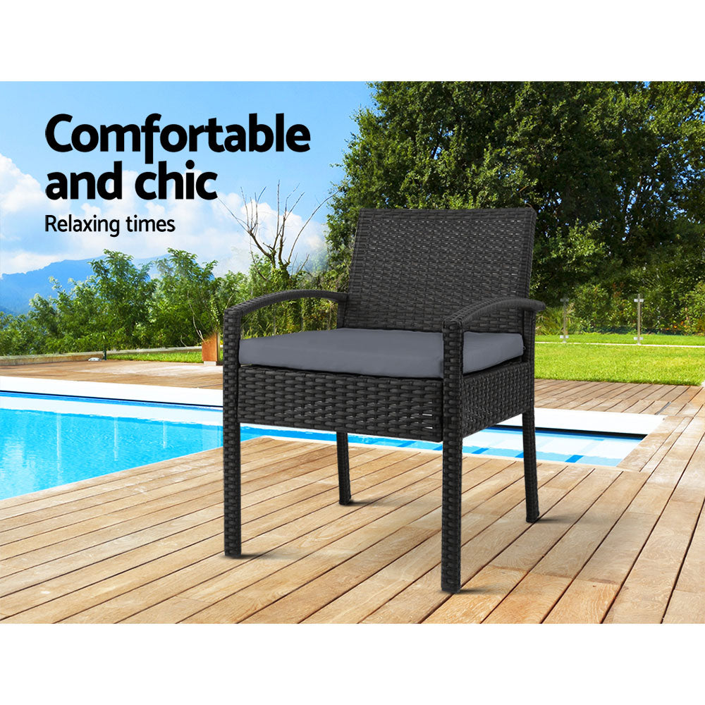 Outdoor Chairs: Gardeon 2PC Outdoor Dining Chairs Patio Furniture Rattan Lounge Chair Cushion Felix