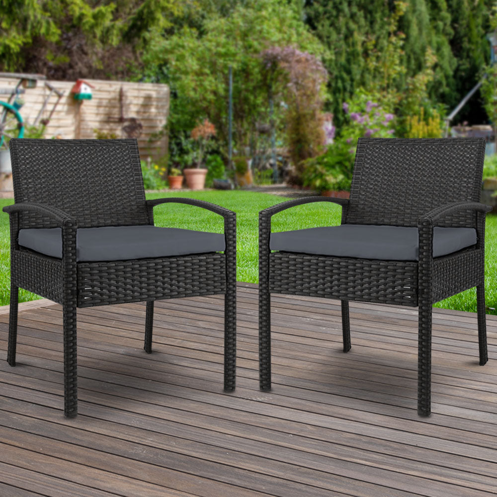 Outdoor Chairs: Gardeon 2PC Outdoor Dining Chairs Patio Furniture Rattan Lounge Chair Cushion Felix
