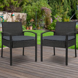 Outdoor Chairs: Gardeon 2PC Outdoor Dining Chairs Patio Furniture Rattan Lounge Chair Cushion Felix