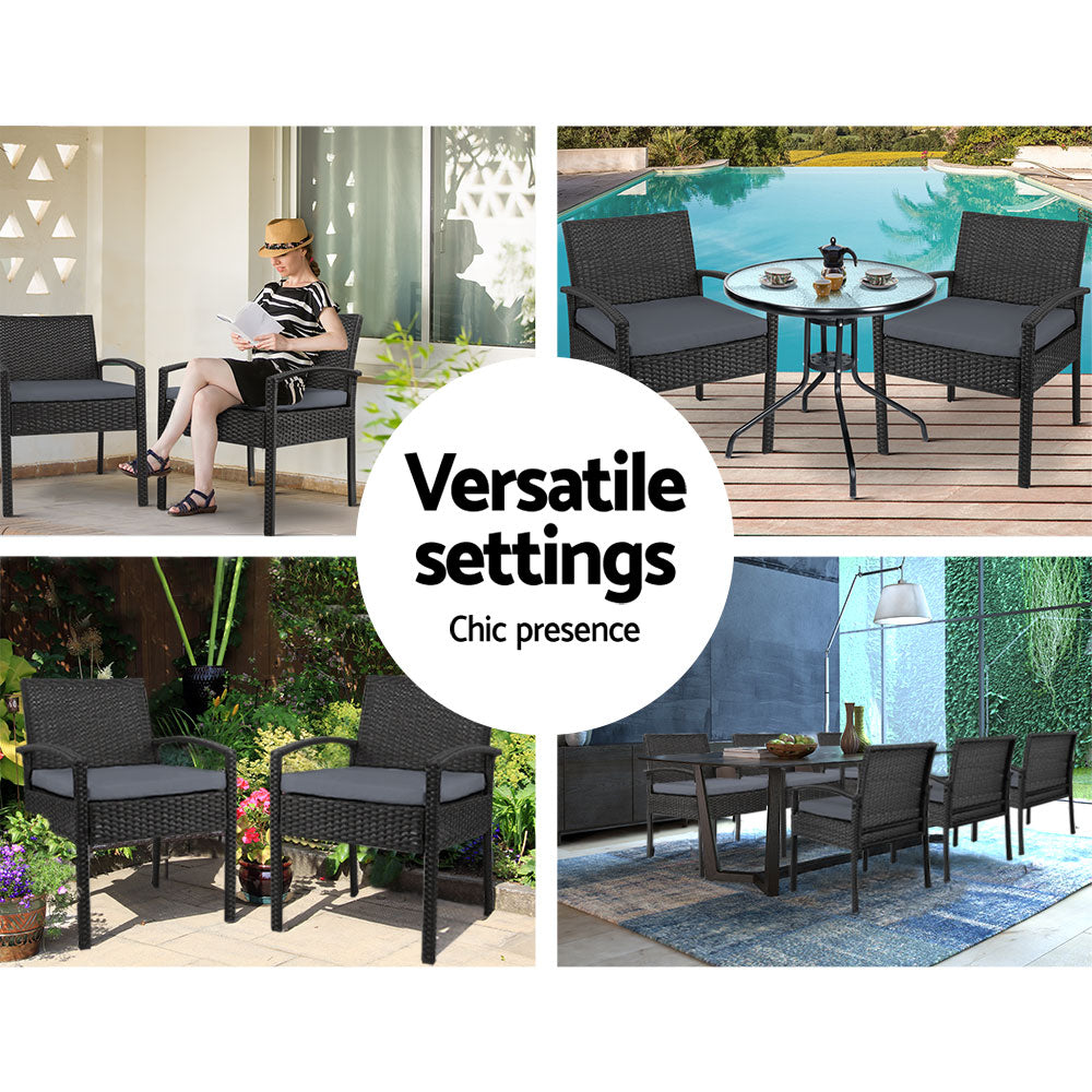 Outdoor Chairs: Gardeon 2PC Outdoor Dining Chairs Patio Furniture Rattan Lounge Chair Cushion Felix