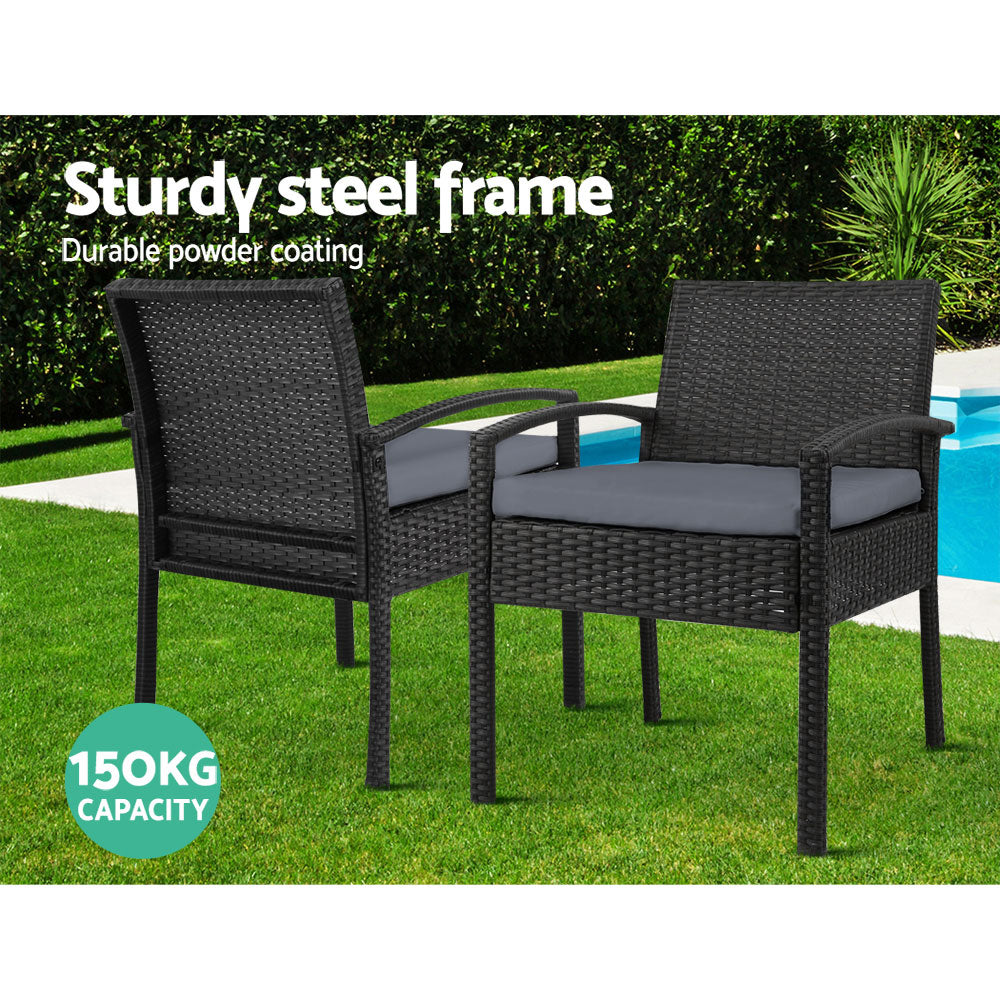 Outdoor Chairs: Gardeon 2PC Outdoor Dining Chairs Patio Furniture Rattan Lounge Chair Cushion Felix