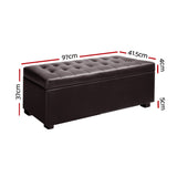 Artiss Storage Ottoman Blanket Box 97cm Leather Brown