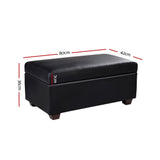 Artiss Storage Ottoman Blanket Box 80cm Leather Black