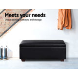 Artiss Storage Ottoman Blanket Box 80cm Leather Black