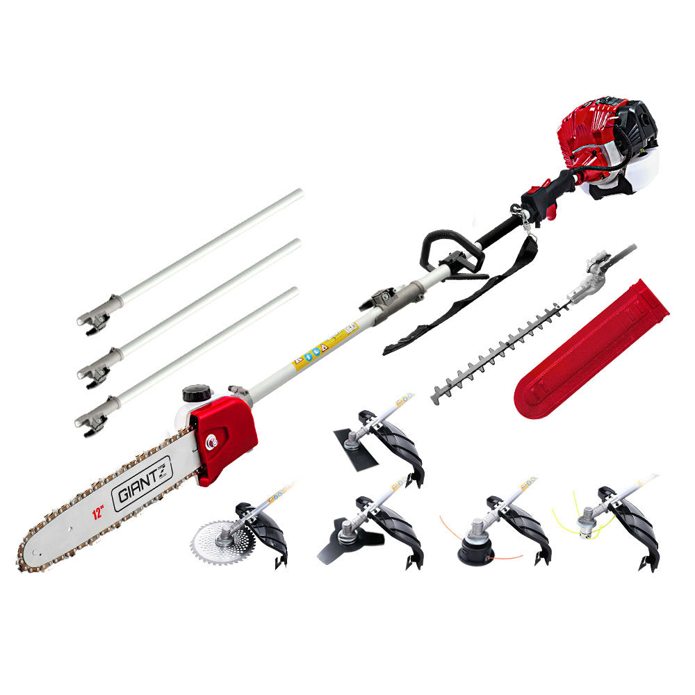 Chainsaws: Giantz Pole Chainsaw 2 Stroke Petrol Hedge Trimmer Tree Pruner 7 In 1