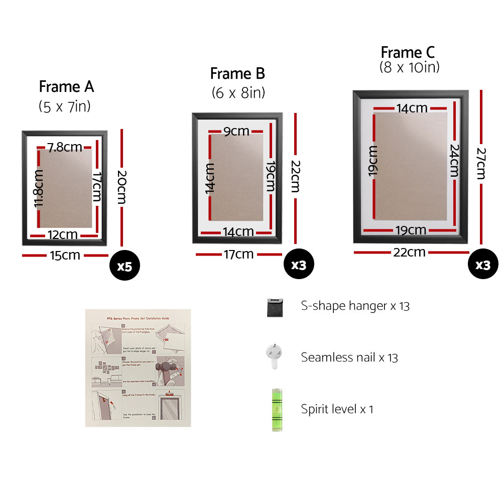 Picture Frames: Artiss Photo Frames Art Holder 11PCS 5x7" 6x8" 8x10" Black