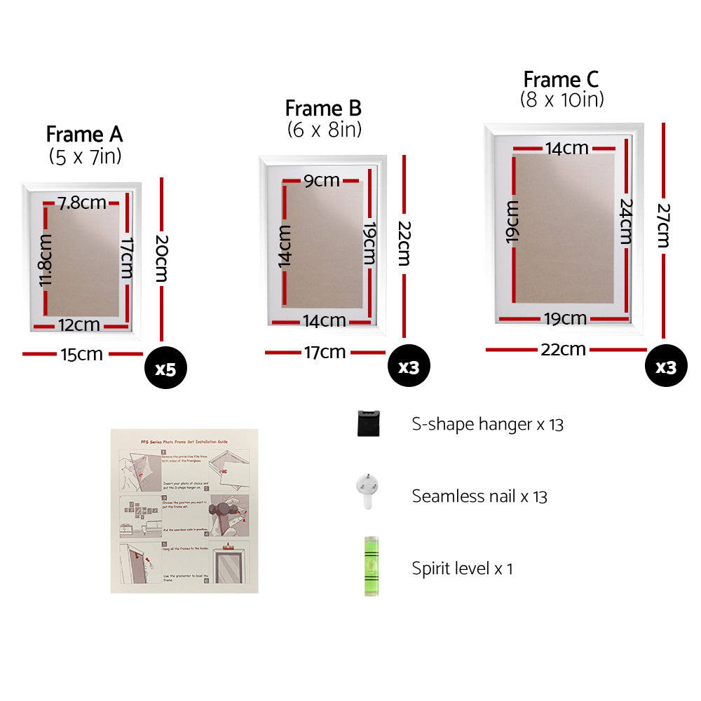 Picture Frames: Artiss Photo Frames Art Holder 11PCS 5x7" 6x8" 8x10" White