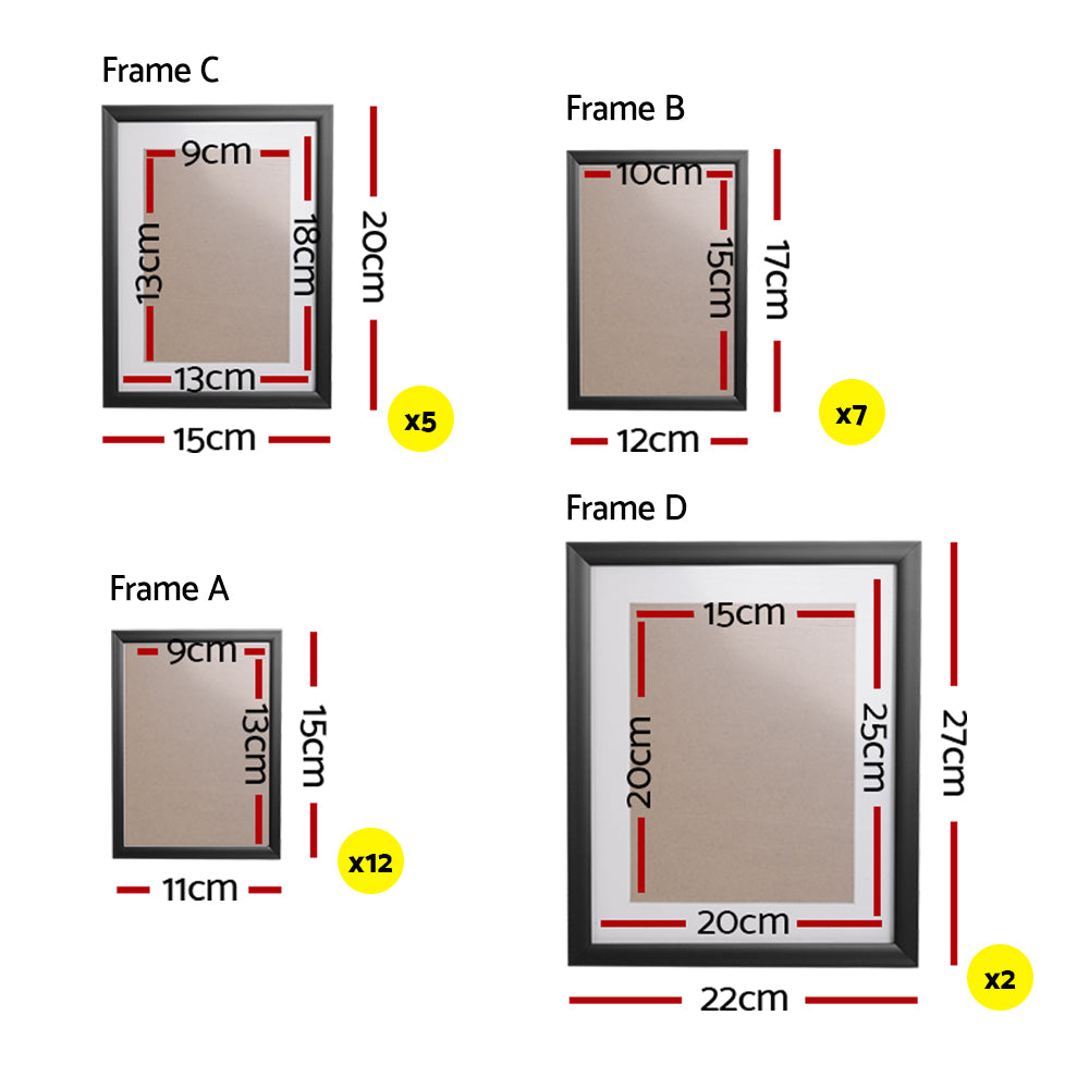 Picture Frames: Artiss Photo Frames Art Holder 26PCS 8x10" 5x7" 4x6" 3.5x5" Black