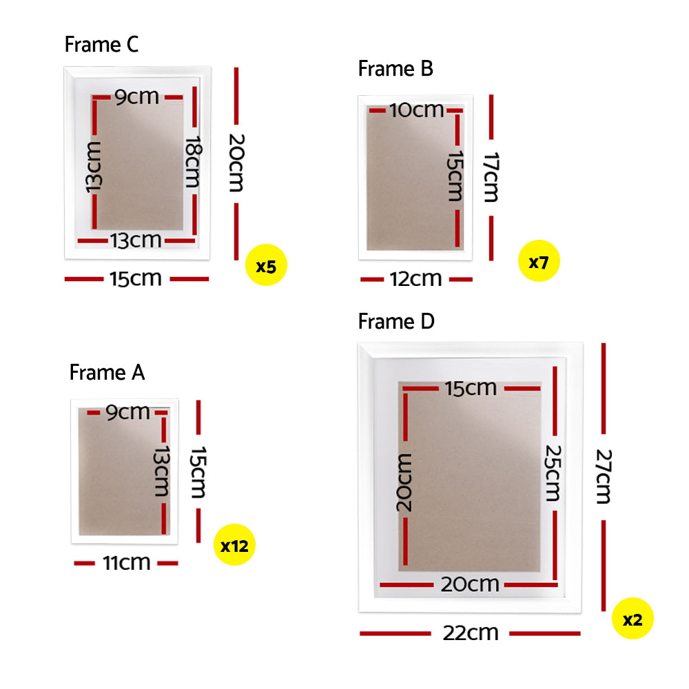 Picture Frames: Artiss Photo Frames Art Holder 26PCS 8x10" 5x7" 4x6" 3.5x5" White