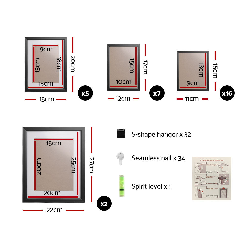 Picture Frames: Artiss Photo Frames Art Holder 30PCS 8x10" 5x7" 4x6" 3.5x5" Black