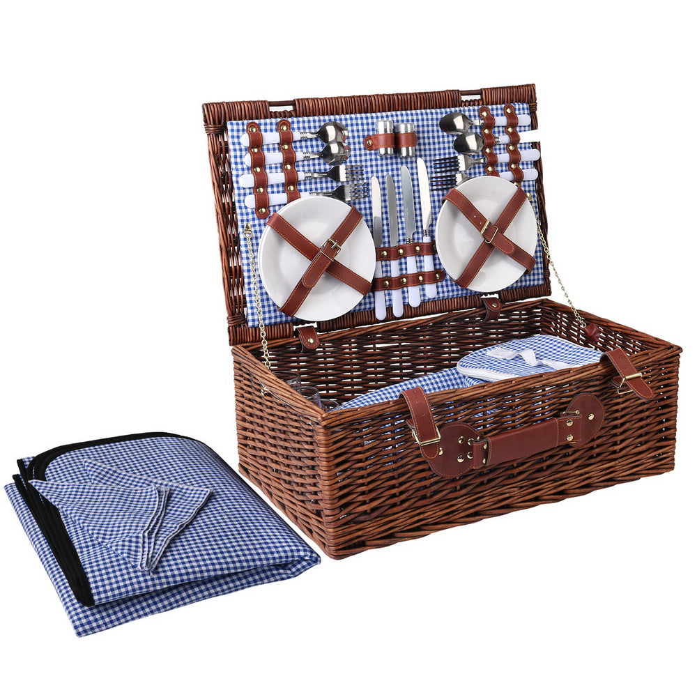 Picnic Baskets: Alfresco 4 Person Picnic Basket Set Insulated Blanket Storage Bag