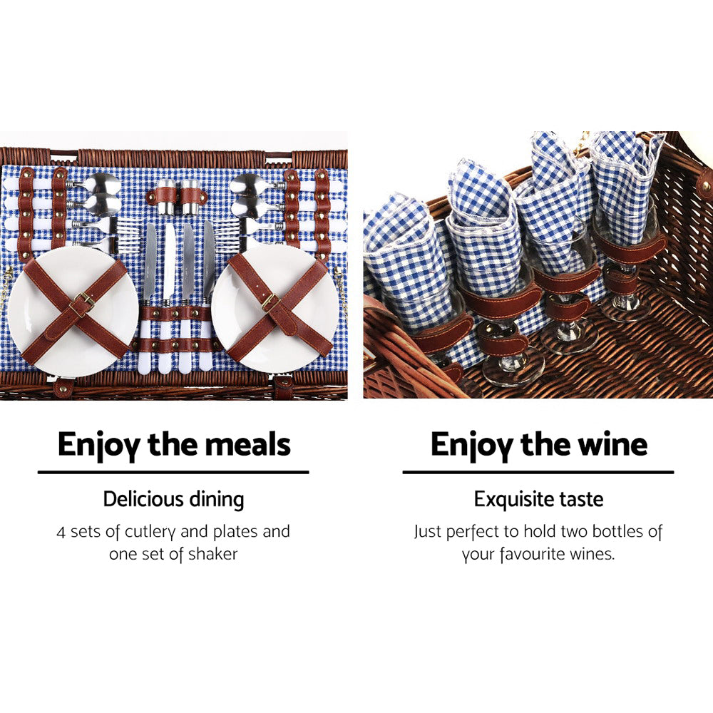 Picnic Baskets: Alfresco 4 Person Picnic Basket Set Insulated Blanket Storage Bag