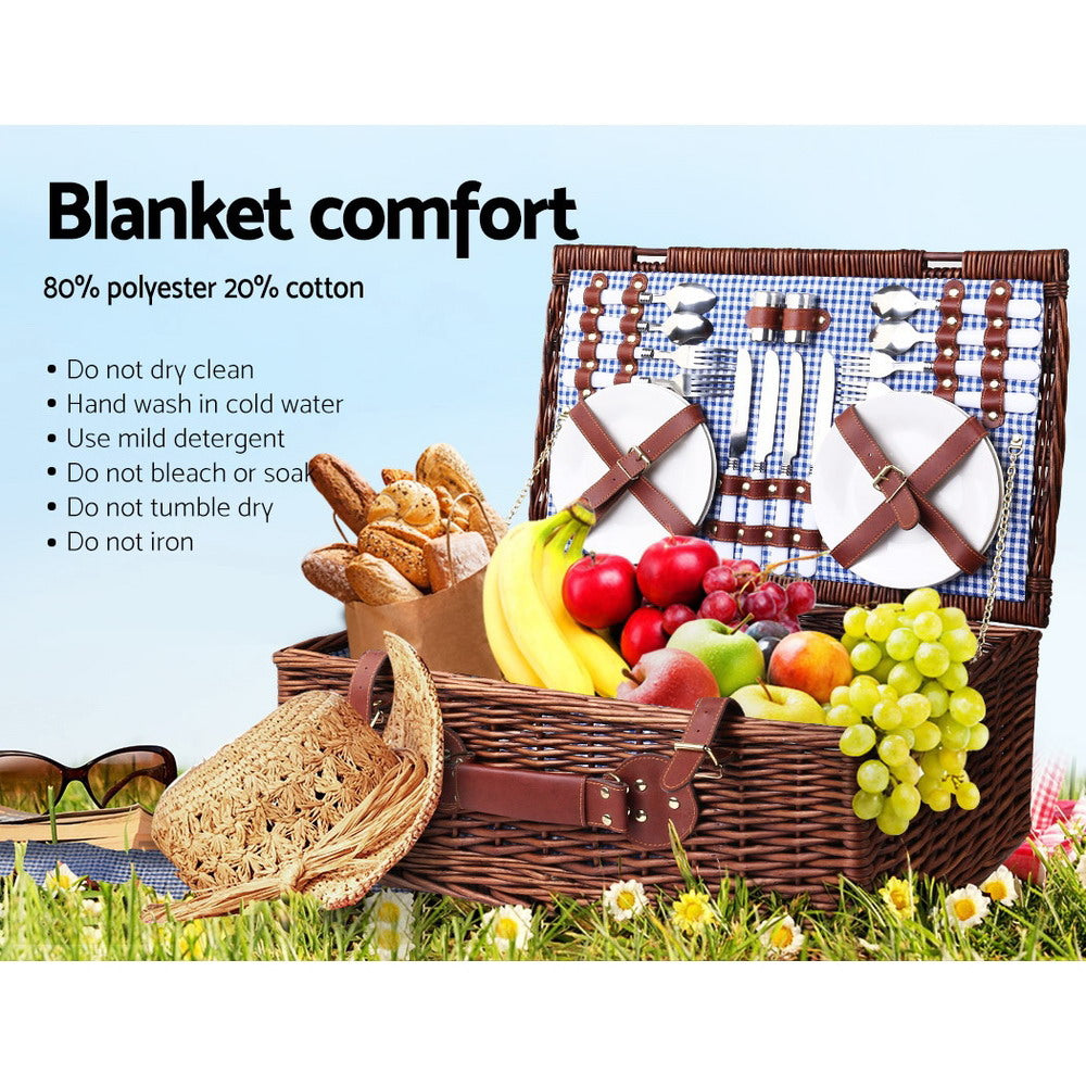 Picnic Baskets: Alfresco 4 Person Picnic Basket Set Insulated Blanket Storage Bag