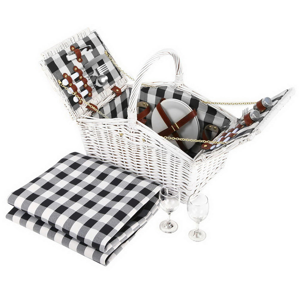 Picnic Baskets: Alfresco 2 Person Picnic Basket Set Willow Vintage Baskets Insulated Blanket Bag