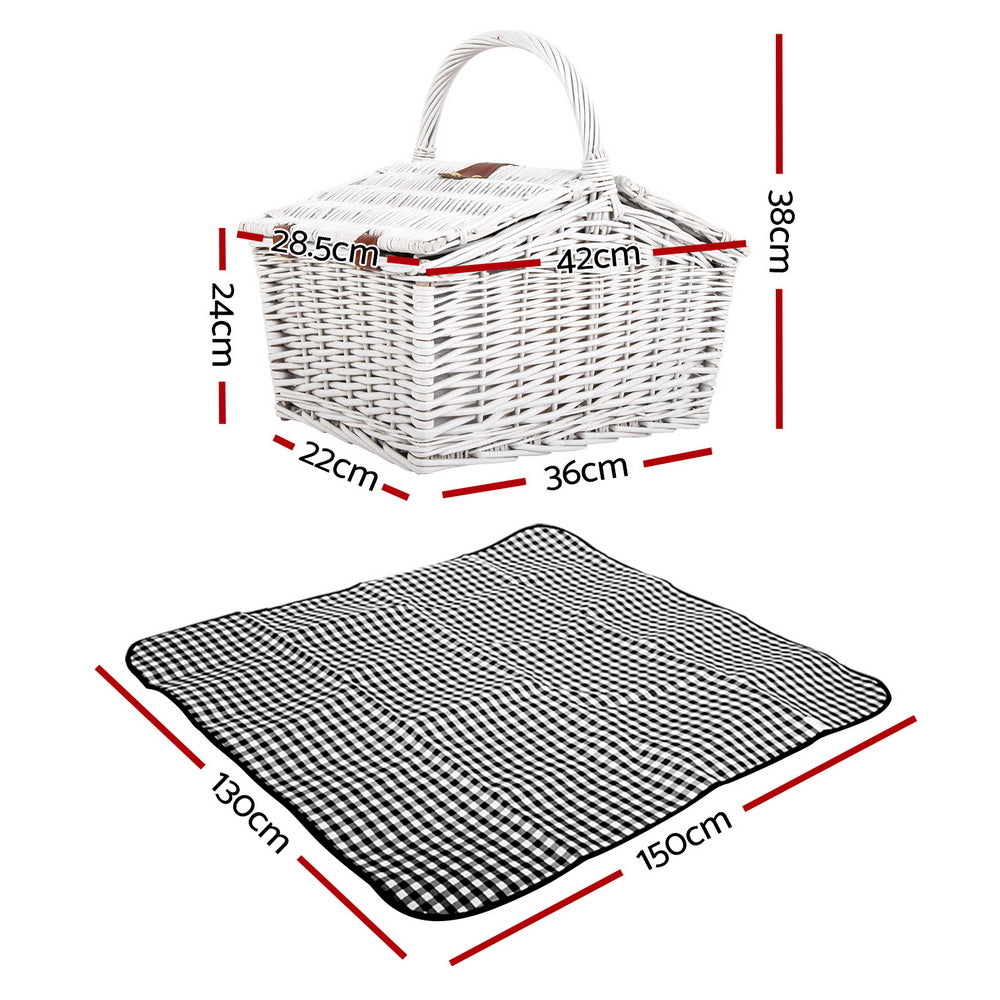 Picnic Baskets: Alfresco 2 Person Picnic Basket Set Willow Vintage Baskets Insulated Blanket Bag