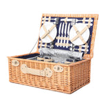 Alfresco 4 Person Picnic Basket Wicker Set Baskets Outdoor Insulated Blanket Navy