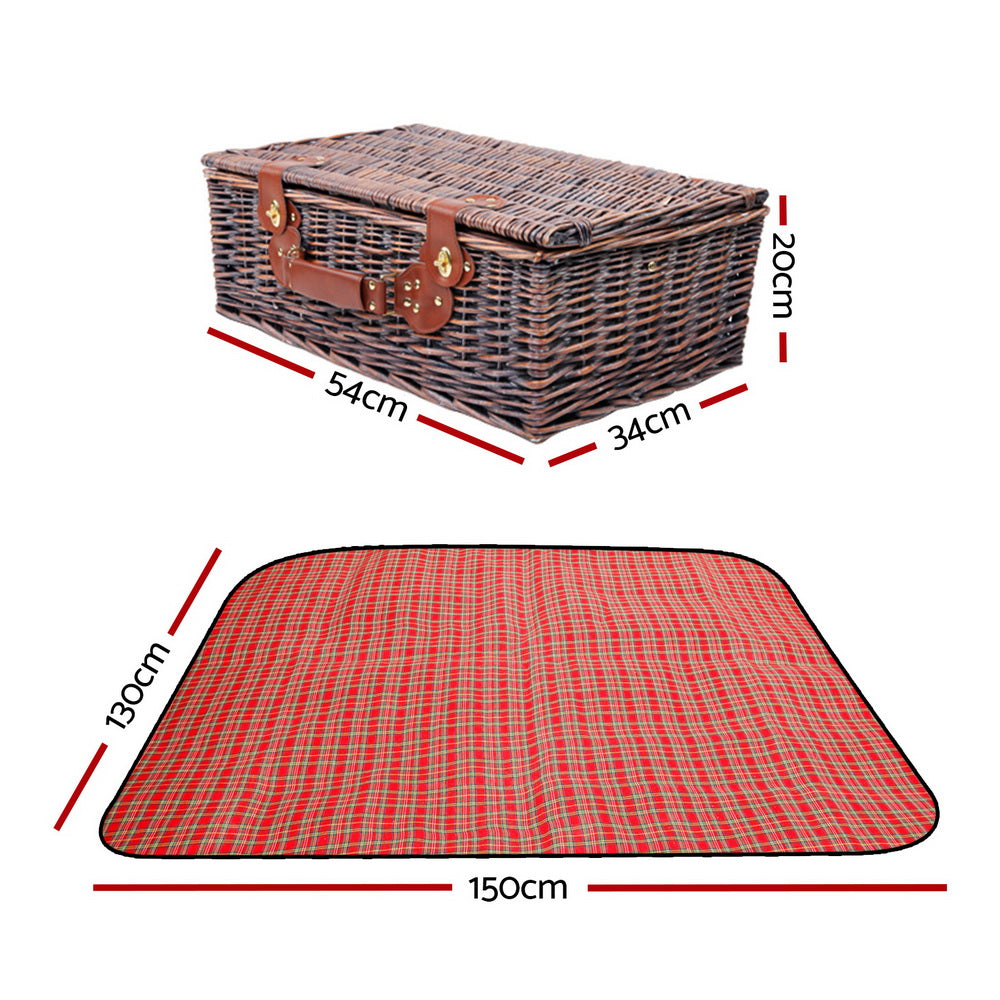 Picnic Baskets: Alfresco 4 Person Picnic Basket Set Insulated Blanket Bag Red