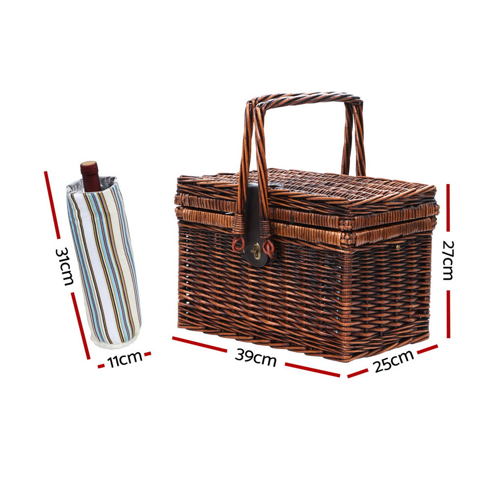 Picnic Baskets: Alfresco 4 Person Picnic Basket Set Deluxe Folding Outdoor Insulated Liquor bag