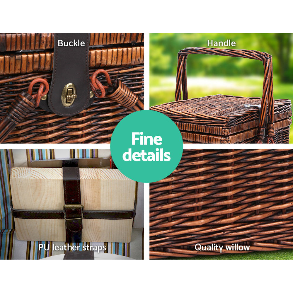 Picnic Baskets: Alfresco 4 Person Picnic Basket Set Deluxe Folding Outdoor Insulated Liquor bag