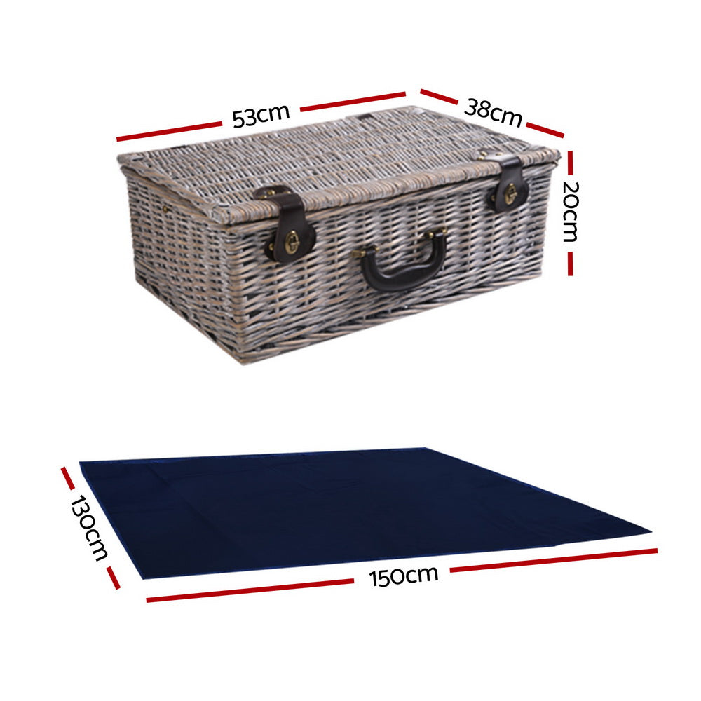 Picnic Baskets: Alfresco 6 Person Picnic Basket Set Cooler Bag Insulated Blanket Plates Navy