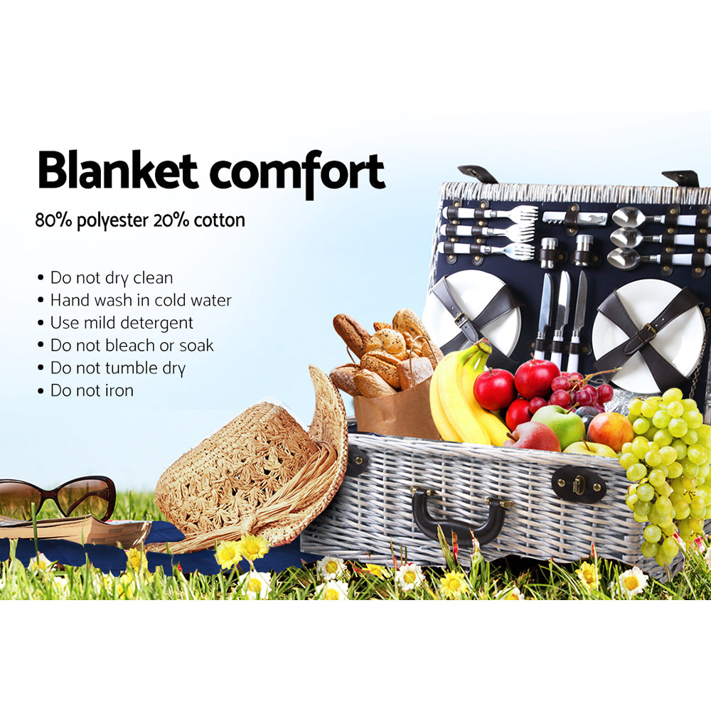Picnic Baskets: Alfresco 6 Person Picnic Basket Set Cooler Bag Insulated Blanket Plates Navy