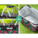 Alfresco Folding Picnic Bag Basket Cooler Hamper Camping Hiking Insulated Lunch