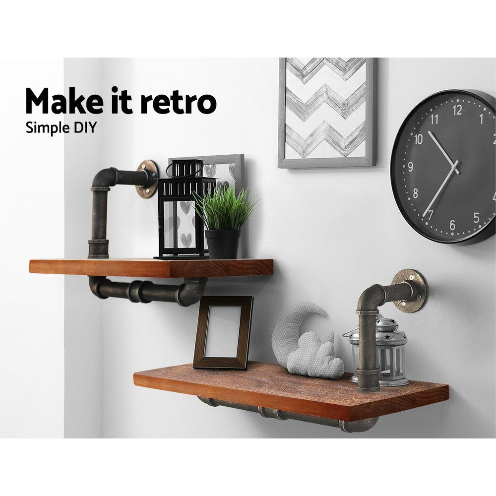 Kitchen & Bathroom DIY: Artiss Floating DIY Pipe Shelf Set of 2 - IVOR