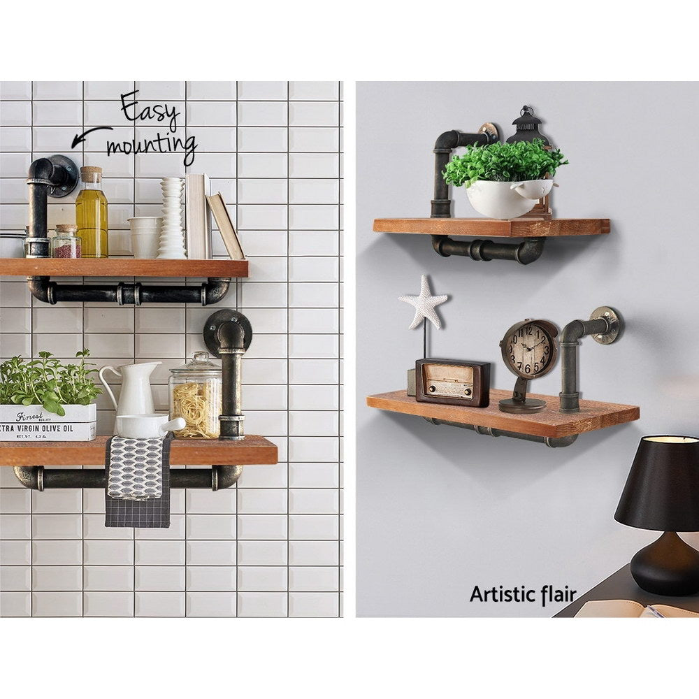 Kitchen & Bathroom DIY: Artiss Floating DIY Pipe Shelf Set of 2 - IVOR
