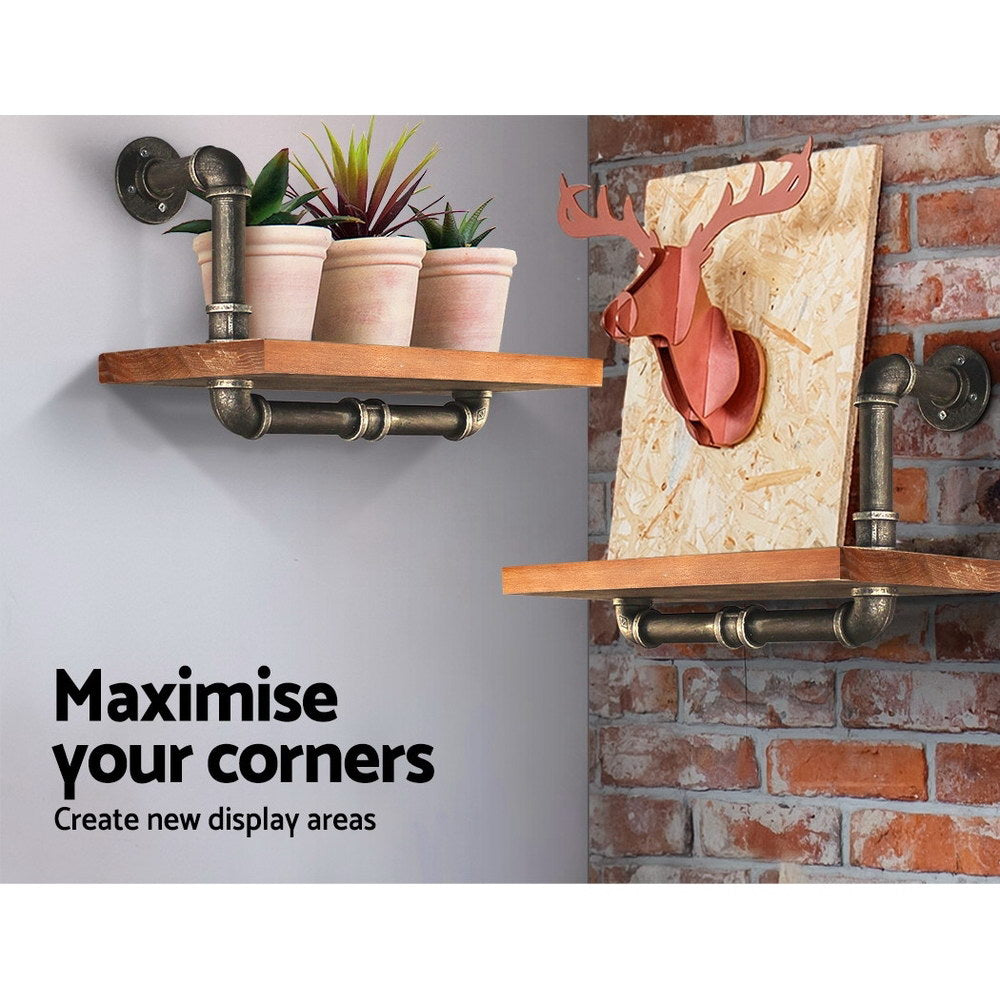 Kitchen & Bathroom DIY: Artiss Floating DIY Pipe Shelf Set of 2 - IVOR