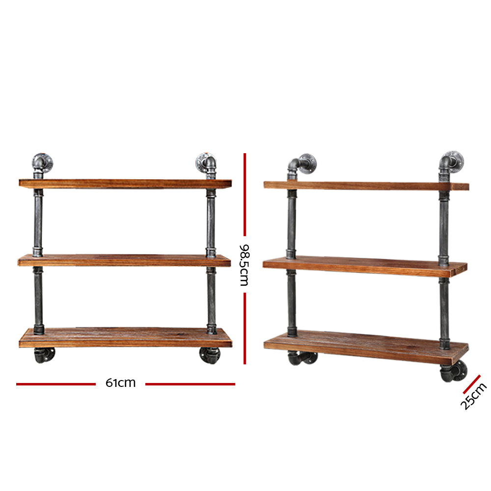 Kitchen & Bathroom DIY: Artiss Floating DIY Pipe Shelf 3 Tiers - IRMA