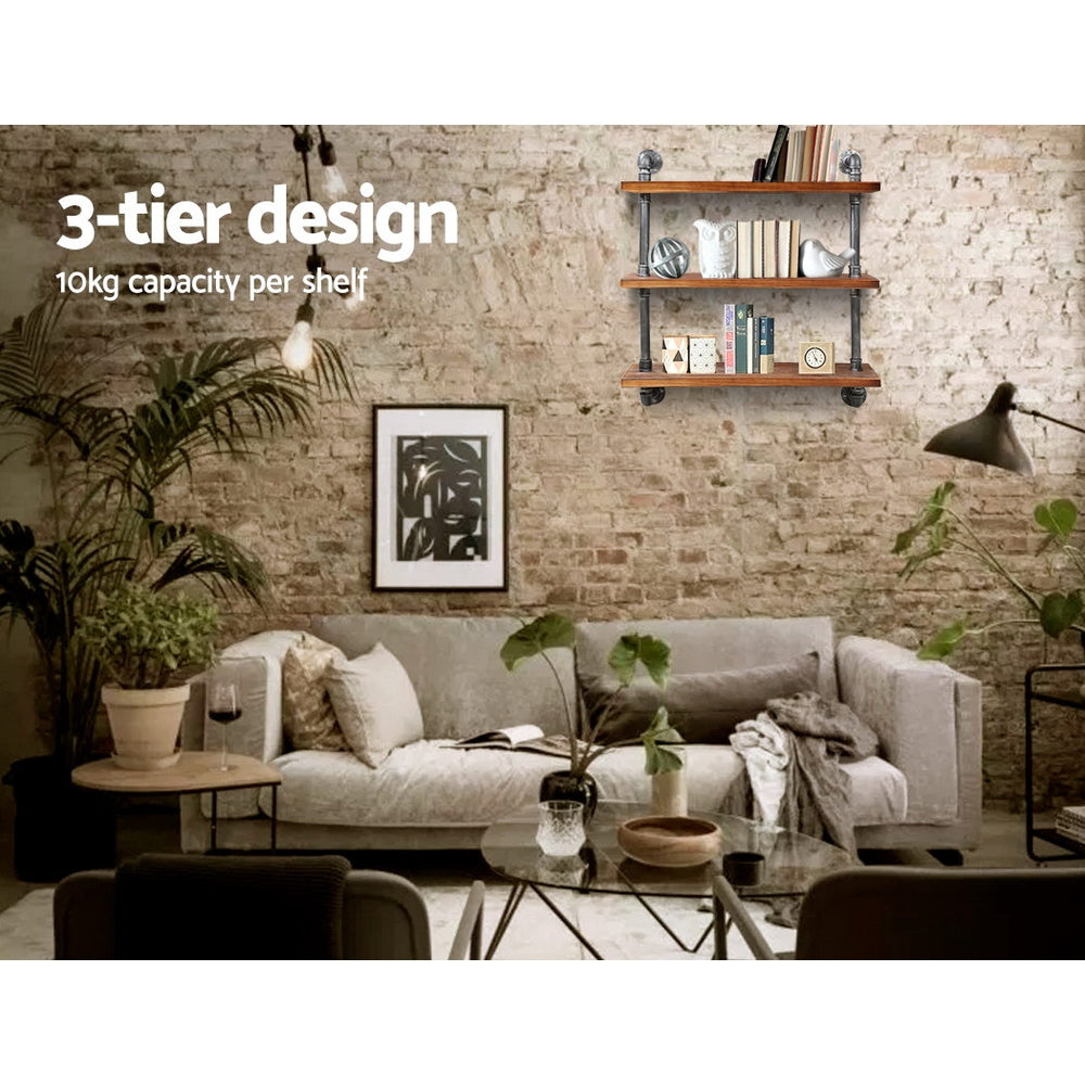 Kitchen & Bathroom DIY: Artiss Floating DIY Pipe Shelf 3 Tiers - IRMA
