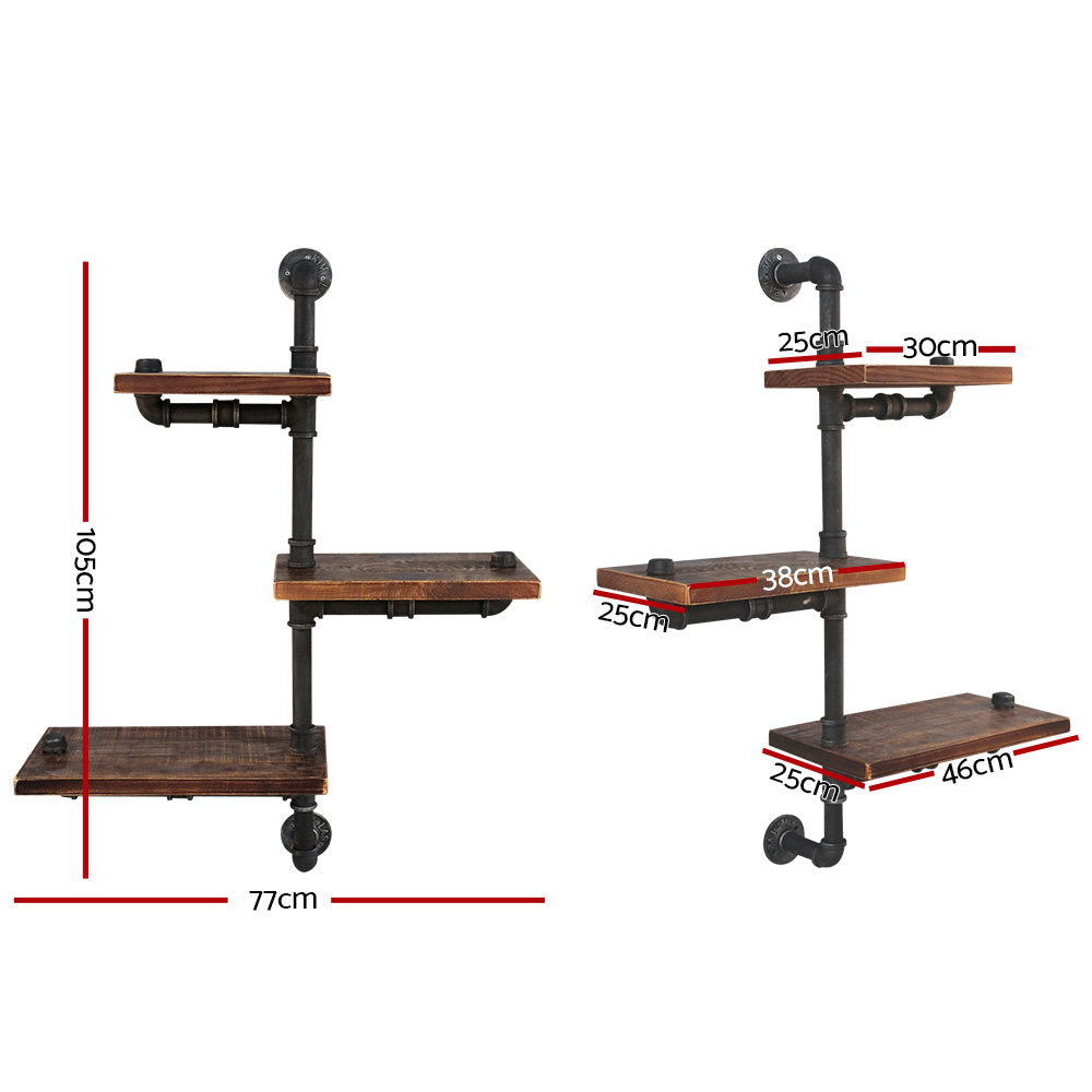 Kitchen & Bathroom DIY: Artiss Floating DIY Pipe Shelf 3 Tiers - IVAN