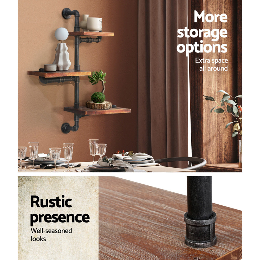 Kitchen & Bathroom DIY: Artiss Floating DIY Pipe Shelf 3 Tiers - IVAN