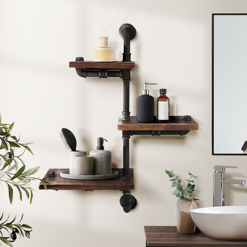 Kitchen & Bathroom DIY: Artiss Floating DIY Pipe Shelf 3 Tiers - IVAN