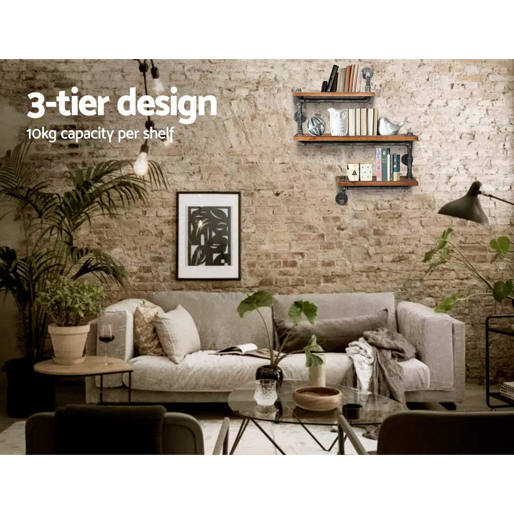 Kitchen & Bathroom DIY: Artiss Floating DIY Pipe Shelf 3 Tiers - IONA