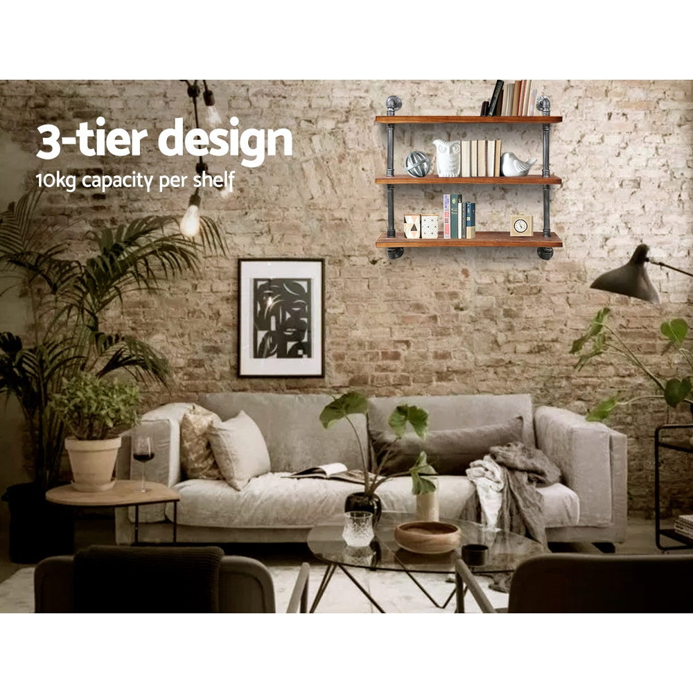 Kitchen & Bathroom DIY: Artiss Floating DIY Pipe Shelf 3 Tiers - ISSA