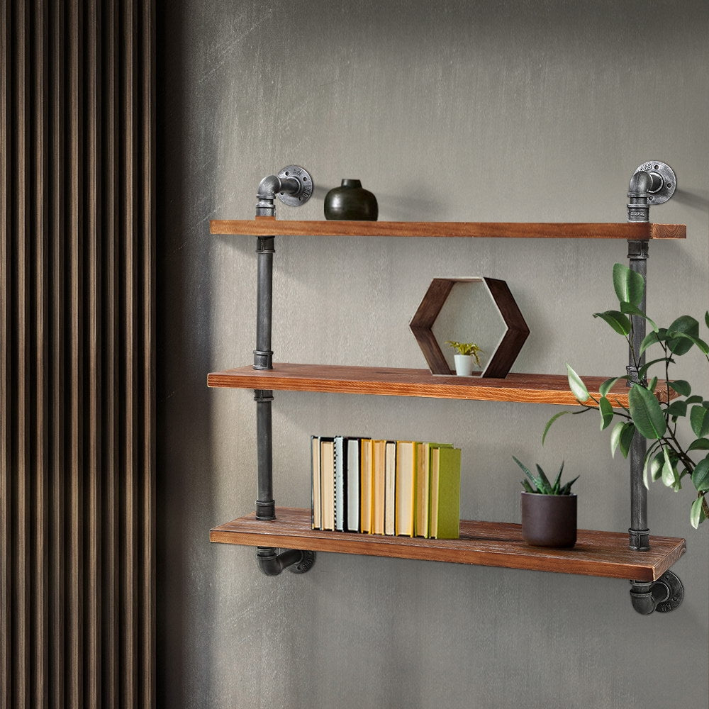 Kitchen & Bathroom DIY: Artiss Floating DIY Pipe Shelf 3 Tiers - ISSA