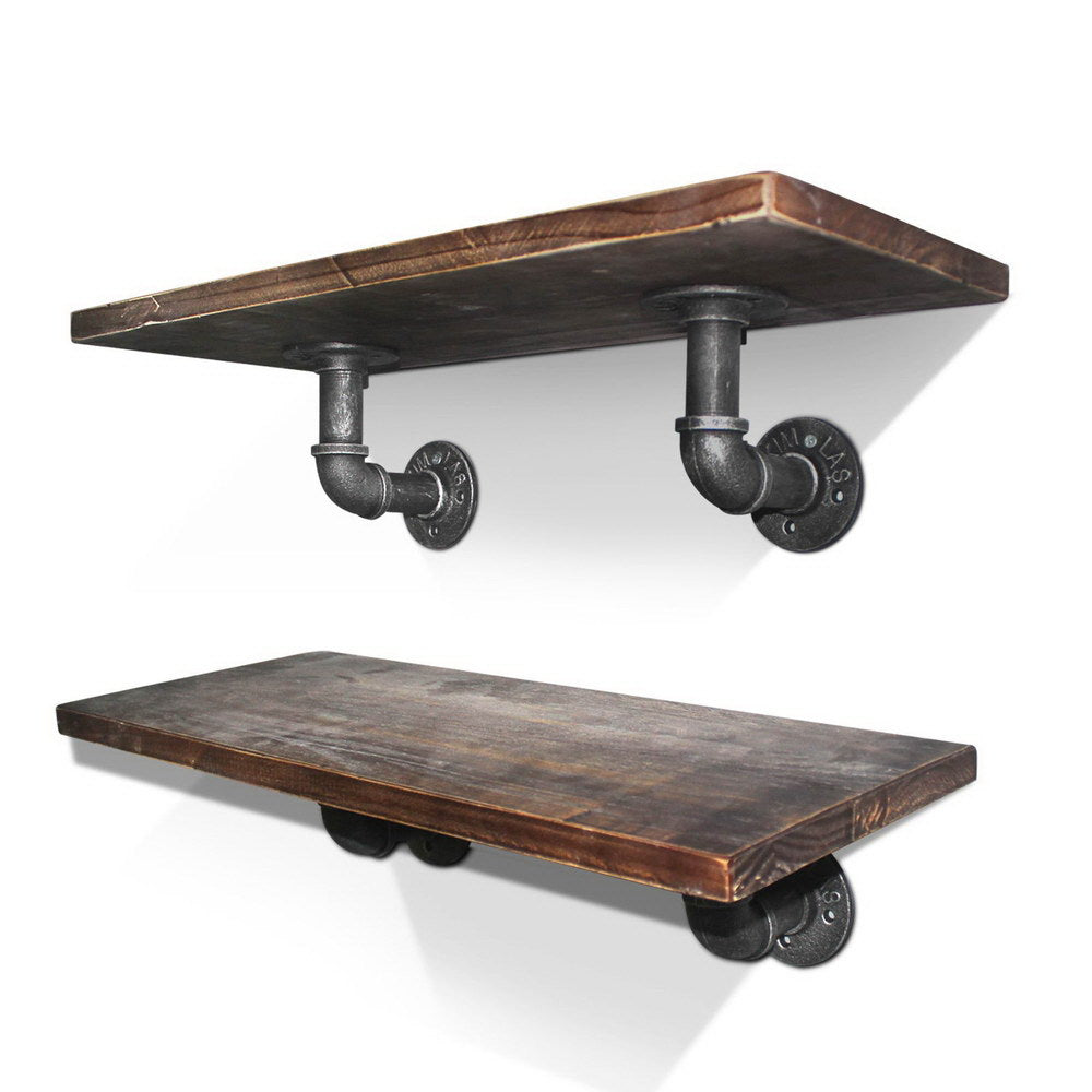 Kitchen & Bathroom DIY: Artiss 8x Floating Pipe Shelf DIY Metal Wall Brackets